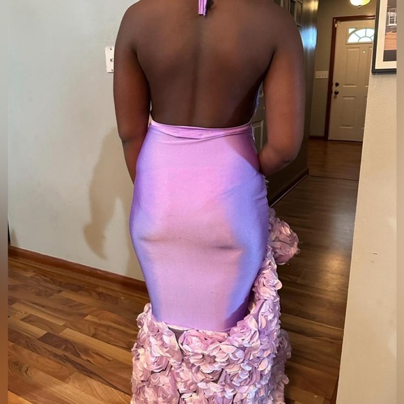 backless lavender purple sequined mermaid prom dress - Picture 4 of 4